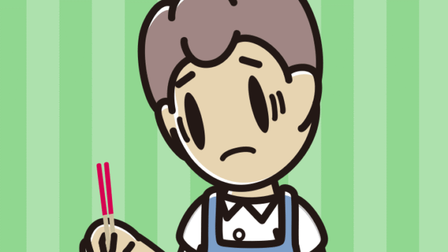 菜箸で困る男子中学生のイラスト【色、背景あり】PNG