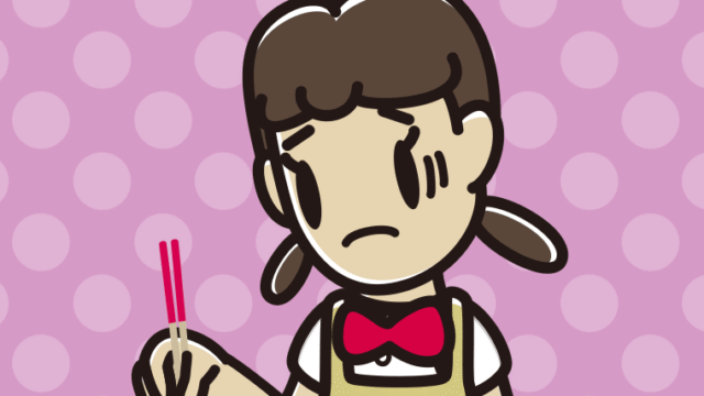 菜箸で困る女子中学生のイラスト【色、背景あり】PNG