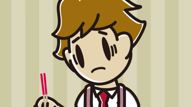 菜箸で困る男子高校生のイラスト【色、背景あり】PNG