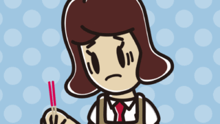 菜箸で困る女子高校生のイラスト【色、背景あり】PNG