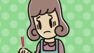 菜箸で困る女子大学生のイラスト【色、背景あり】PNG