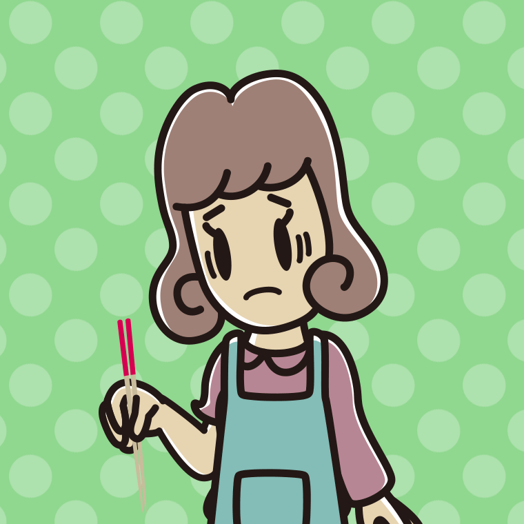 菜箸で困る女子大学生のイラスト【色、背景あり】PNG