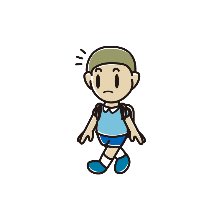 通学中に何かに気付く新小学一年生男子のイラスト【色あり、背景なし】透過PNG