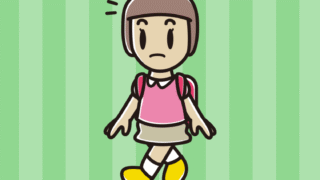 通学中に何かに気付く新小学一年生女子のイラスト【色、背景あり】PNG