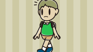 通学中に何かに気付く小学生男子のイラスト【色、背景あり】PNG