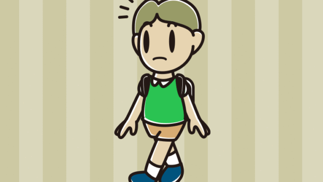 通学中に何かに気付く小学生男子のイラスト【色、背景あり】PNG