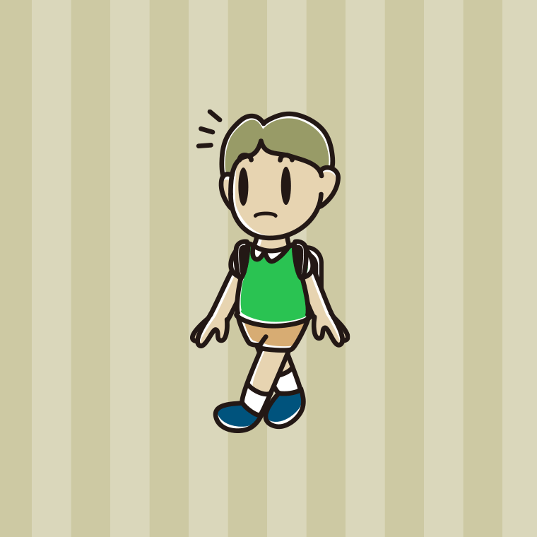 通学中に何かに気付く小学生男子のイラスト【色、背景あり】PNG