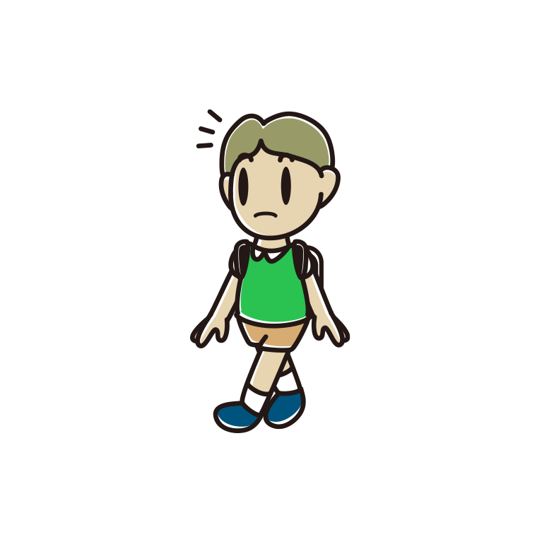 通学中に何かに気付く小学生男子のイラスト【色あり、背景なし】透過PNG