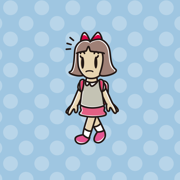 通学中に何かに気付く小学生女子のイラスト【色、背景あり】PNG