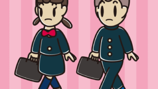 通学中に何かに気付く中学生のイラスト【色、背景あり】PNG