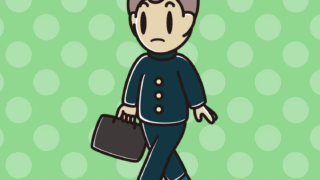 通学中に何かに気付く男子中学生のイラスト【色、背景あり】PNG