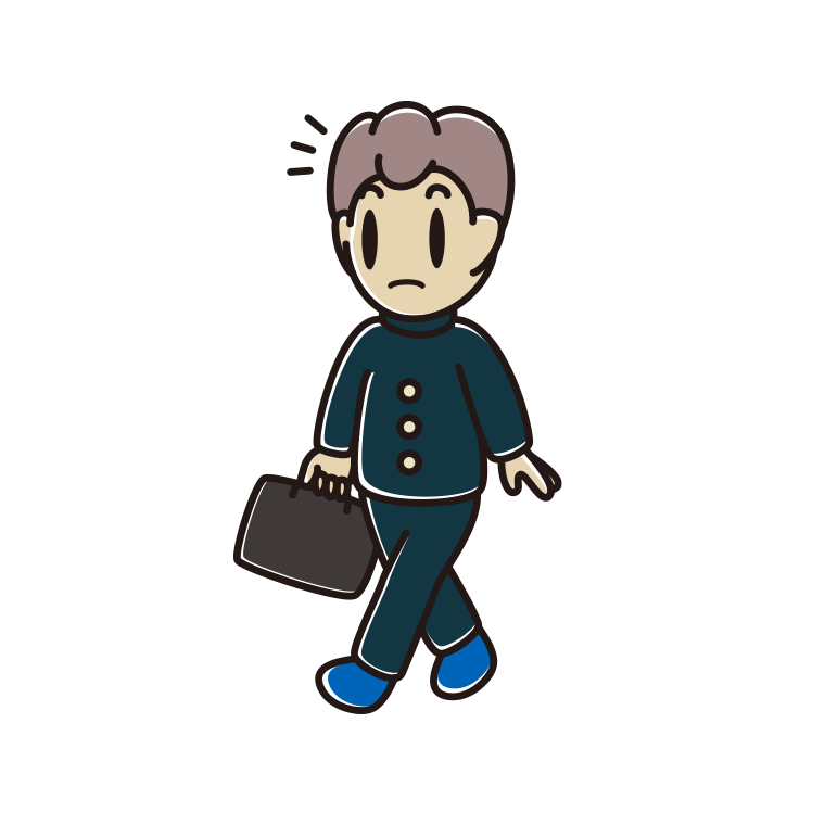 通学中に何かに気付く男子中学生のイラスト【色あり、背景なし】透過PNG