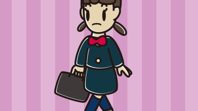 通学中に何かに気付く女子中学生のイラスト【色、背景あり】PNG