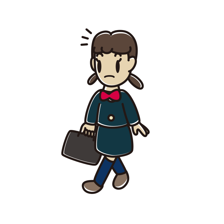 通学中に何かに気付く女子中学生のイラスト【色あり、背景なし】透過PNG