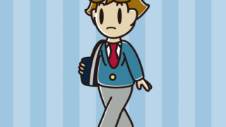 通学中に何かに気付く男子高校生のイラスト【色、背景あり】PNG