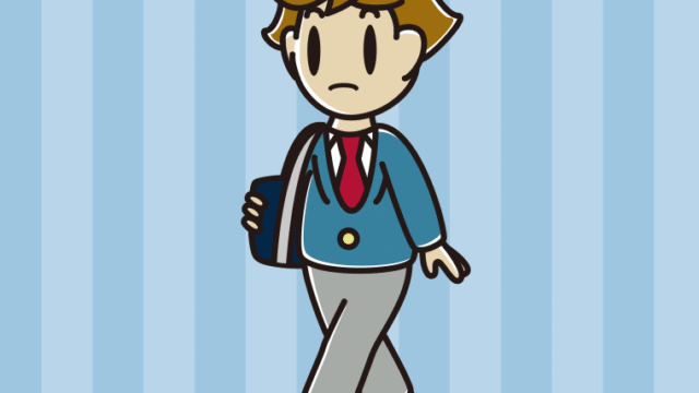 通学中に何かに気付く男子高校生のイラスト【色、背景あり】PNG