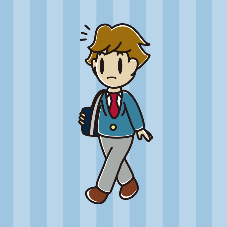 通学中に何かに気付く男子高校生のイラスト【色、背景あり】PNG