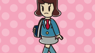 通学中に何かに気付く女子高校生のイラスト【色、背景あり】PNG