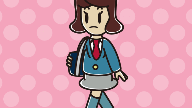 通学中に何かに気付く女子高校生のイラスト【色、背景あり】PNG