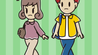 通学中に何かに気付く大学生のイラスト【色、背景あり】PNG