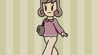 通学中に何かに気付く女子大学生のイラスト【色、背景あり】PNG