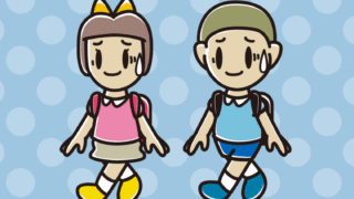 通学中に苦笑いする新小学一年生のイラスト【色、背景あり】PNG