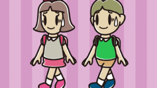 通学中に苦笑いする小学生のイラスト【色、背景あり】PNG