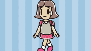 通学中に苦笑いする小学生女子のイラスト【色、背景あり】PNG