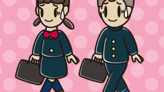 通学中に苦笑いする中学生のイラスト【色、背景あり】PNG