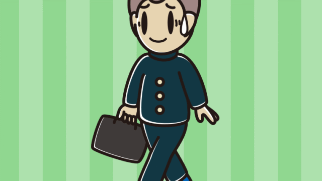 通学中に苦笑いする男子中学生のイラスト【色、背景あり】PNG