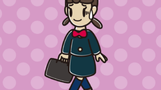 通学中に苦笑いする女子中学生のイラスト【色、背景あり】PNG