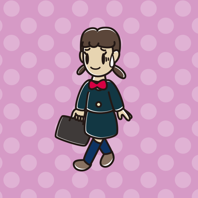 通学中に苦笑いする女子中学生のイラスト【色、背景あり】PNG