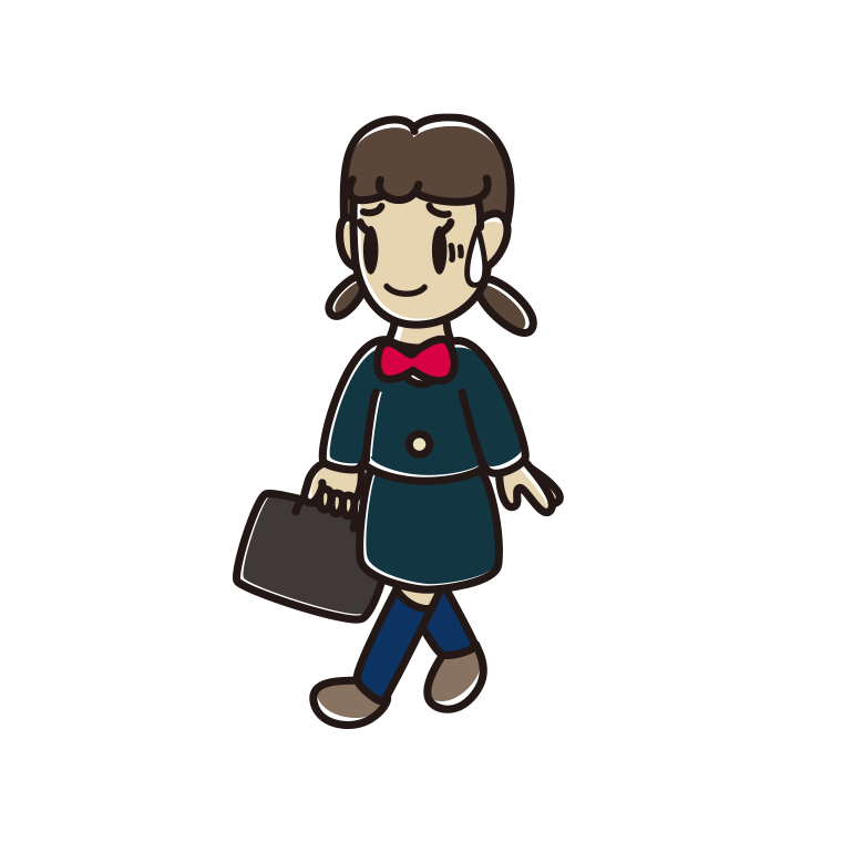 通学中に苦笑いする女子中学生のイラスト【色あり、背景なし】透過PNG