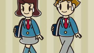 通学中に苦笑いする高校生のイラスト【色、背景あり】PNG