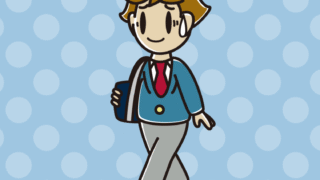 通学中に苦笑いする男子高校生のイラスト【色、背景あり】PNG