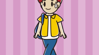 通学中に苦笑いする男子大学生のイラスト【色、背景あり】PNG