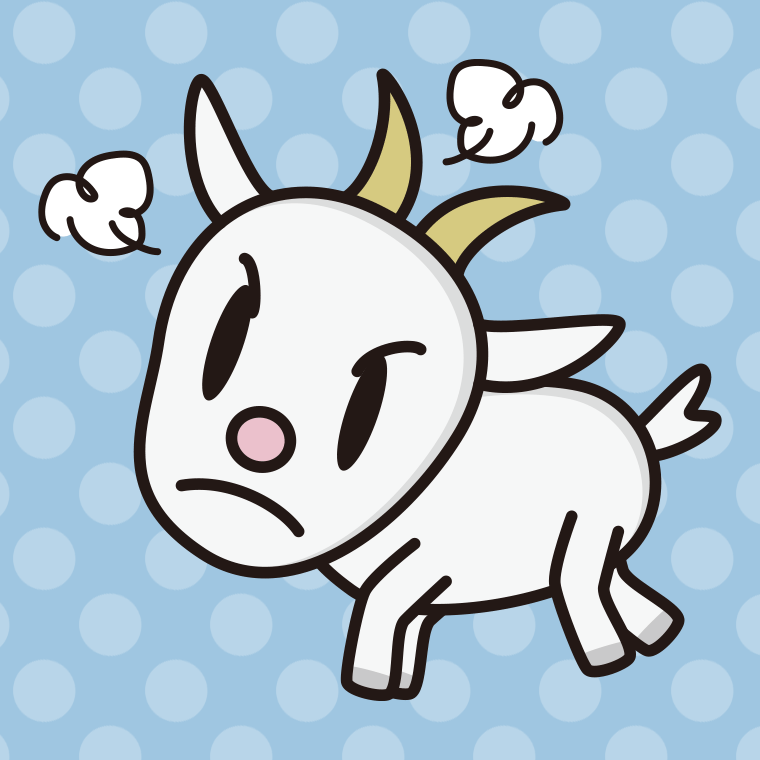 怒るヤギちゃんのイラスト【色、背景あり】PNG