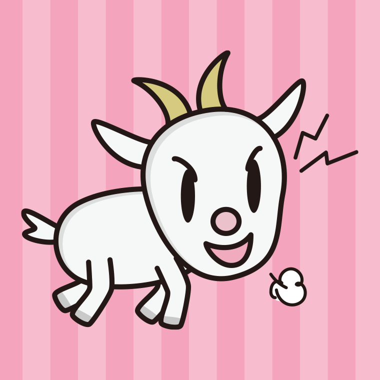 叫ぶヤギちゃんのイラスト【色、背景あり】PNG