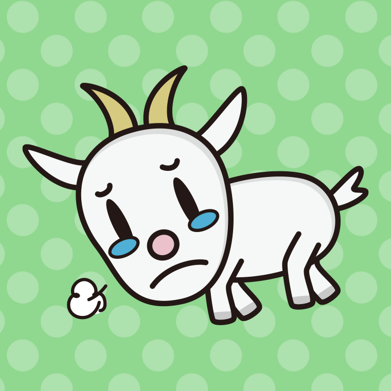 泣くヤギちゃんのイラスト【色、背景あり】PNG