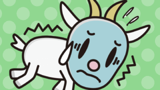 具合が悪いヤギちゃんのイラスト【色、背景あり】PNG