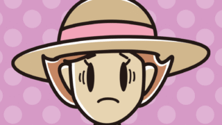 麦わら帽子で困る女性のイラスト【色、背景あり】PNG