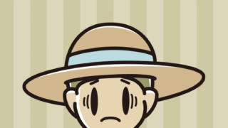 麦わら帽子で困る小学生男子のイラスト【色、背景あり】PNG