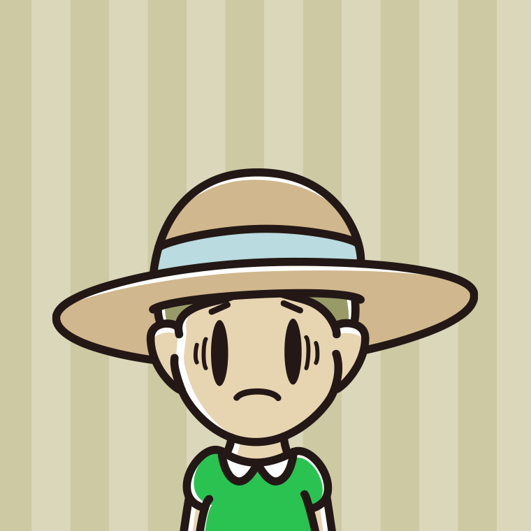 麦わら帽子で困る小学生男子のイラスト【色、背景あり】PNG