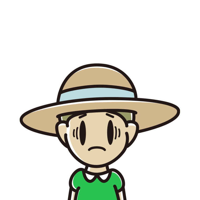 麦わら帽子で困る小学生男子のイラスト【色あり、背景なし】透過PNG