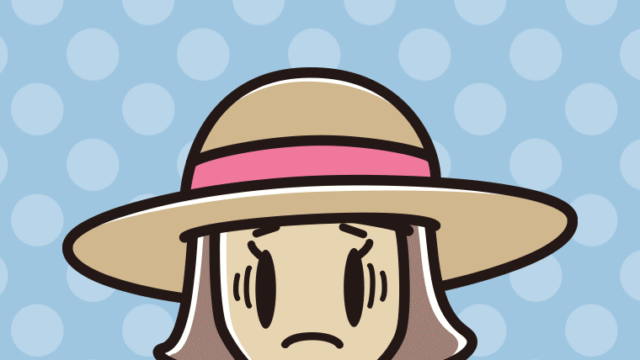 麦わら帽子で困る小学生女子のイラスト【色、背景あり】PNG