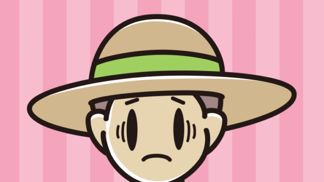 麦わら帽子で困る男子中学生のイラスト【色、背景あり】PNG