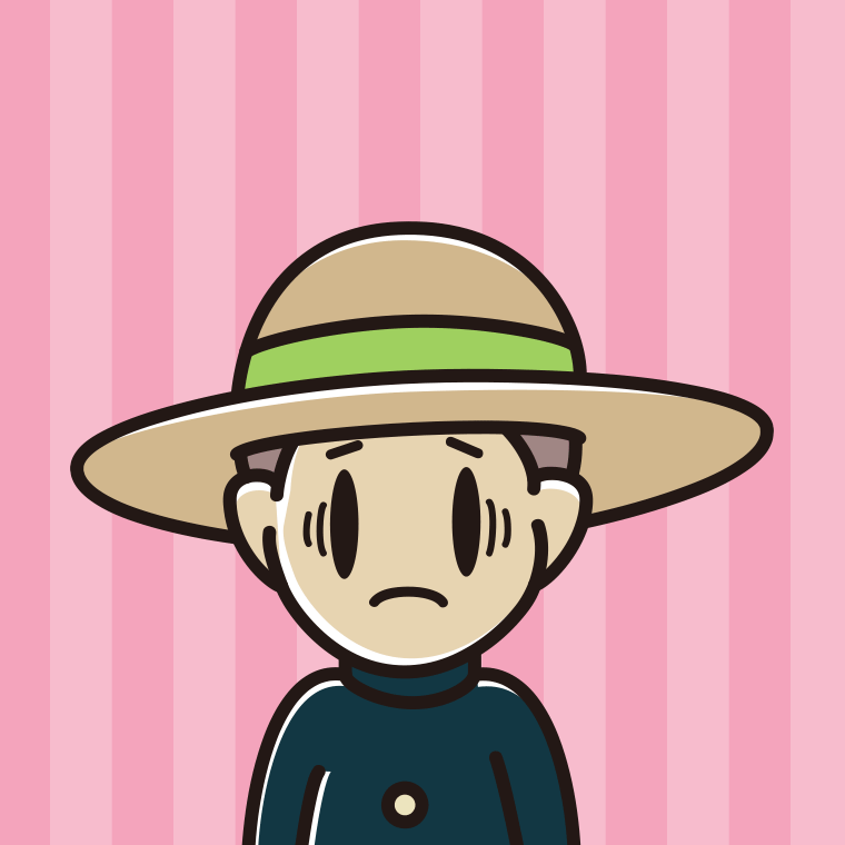 麦わら帽子で困る男子中学生のイラスト【色、背景あり】PNG