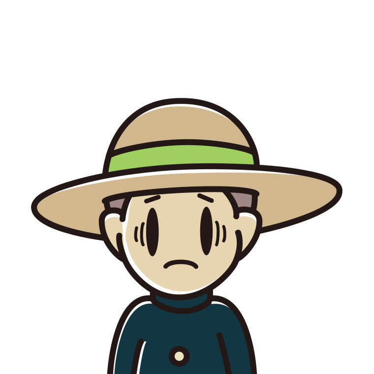 麦わら帽子で困る男子中学生のイラスト【色あり、背景なし】透過PNG