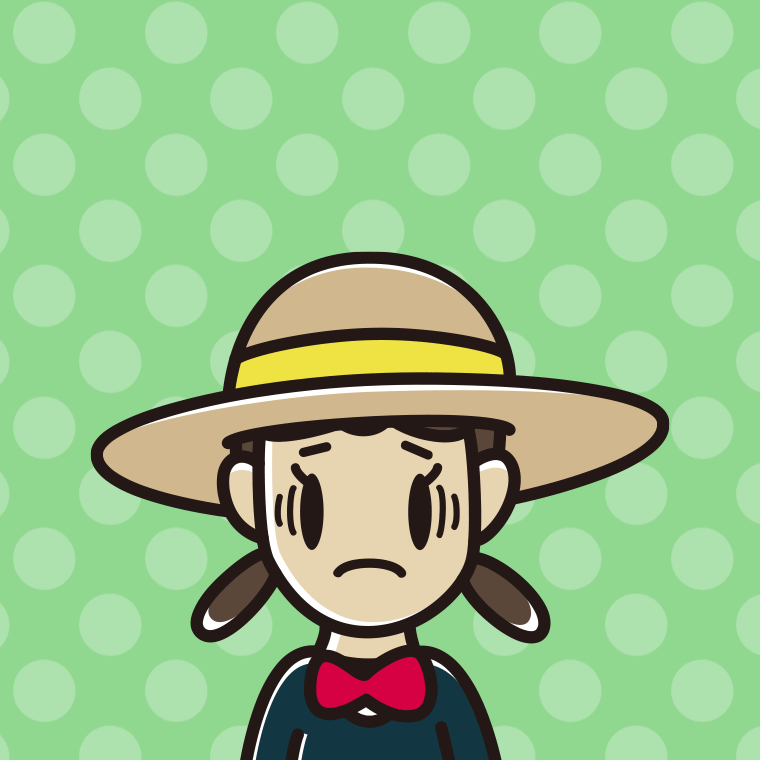 麦わら帽子で困る女子中学生のイラスト【色、背景あり】PNG