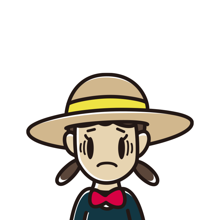 麦わら帽子で困る女子中学生のイラスト【色あり、背景なし】透過PNG